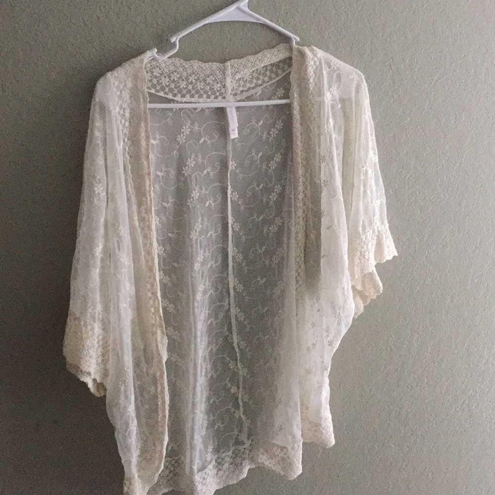 Sheer lace floral cover up